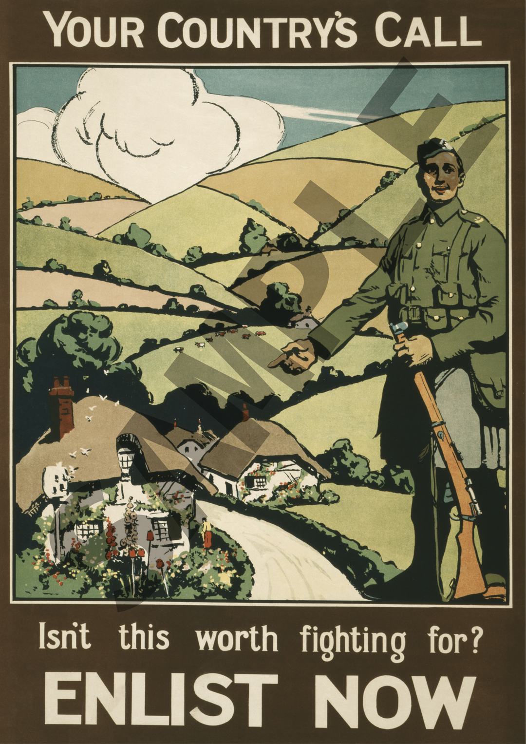 Your Country's Call Isn't This Worth Fighting For? Enlist Now | World War One Recruitment Poster Posters, Prints, & Visual Artwork Hampshire Prints