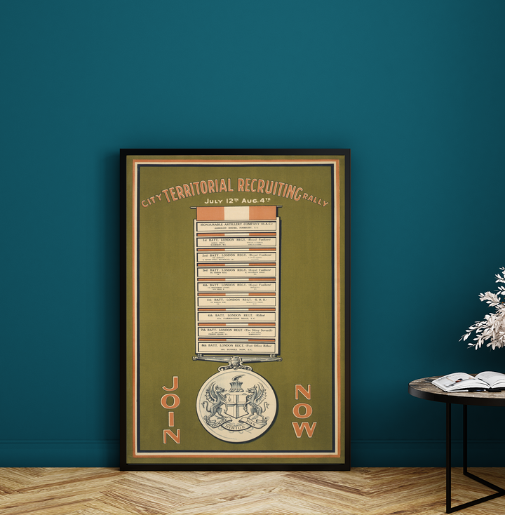 City Territorial Recruiting Rally | World War One Recruitment Poster Posters, Prints, & Visual Artwork Hampshire Prints