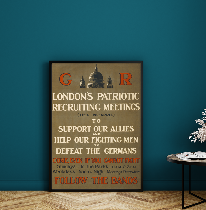 London's Patriotic Recruiting Meetings | World War One Recruitment Poster Posters, Prints, & Visual Artwork Hampshire Prints