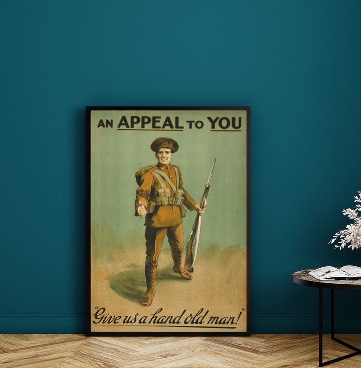 An appeal to you give us a hand old man | World War One Recruitment Poster Posters, Prints, & Visual Artwork Hampshire Prints A3