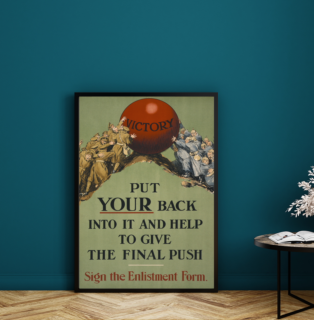 Put Your Back Into It and Help to Give the Final Push | World War One Recruitment Poster Posters, Prints, & Visual Artwork Hampshire Prints