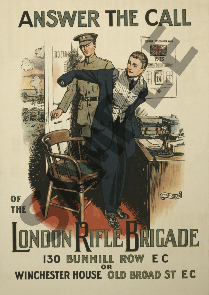 Answer the Call of the London Rifle Brigade | World War One Recruitment Poster Posters, Prints, & Visual Artwork Hampshire Prints A4