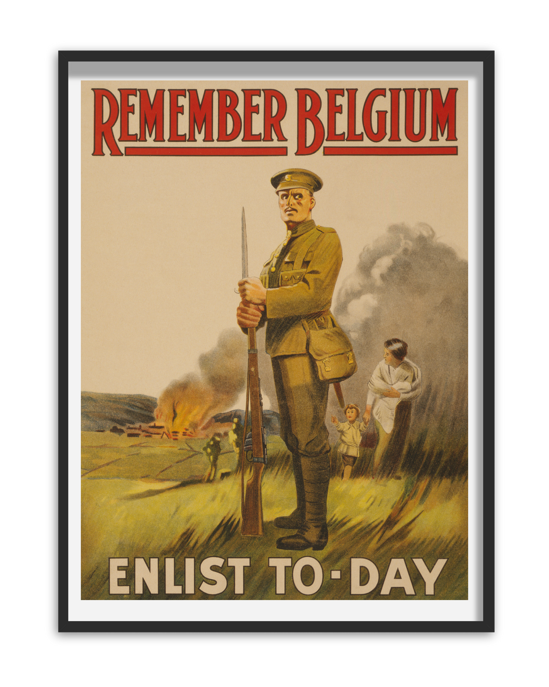 Remember Belgium Enlist To-day | World War One Recruitment Poster Posters, Prints, & Visual Artwork Hampshire Prints