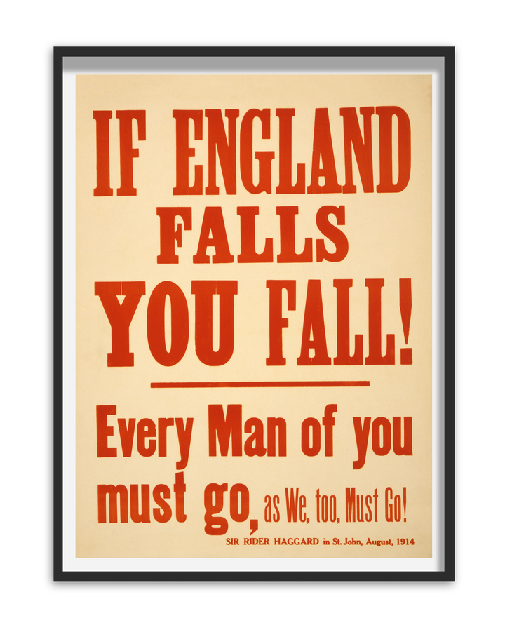 If England falls you fall | World War One Recruitment Poster Posters, Prints, & Visual Artwork Hampshire Prints A5