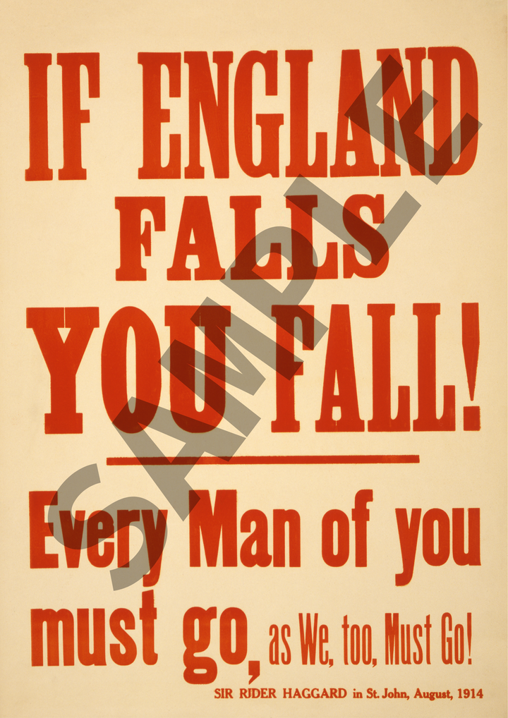 If England falls you fall | World War One Recruitment Poster Posters, Prints, & Visual Artwork Hampshire Prints A4