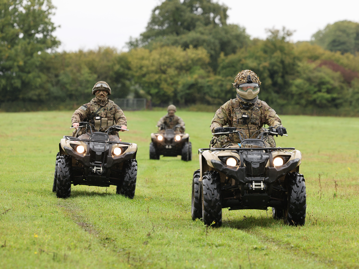 Medics Riding Yamaha Grizzly 450 Quad Bikes Photo Print - British Army Vehicle