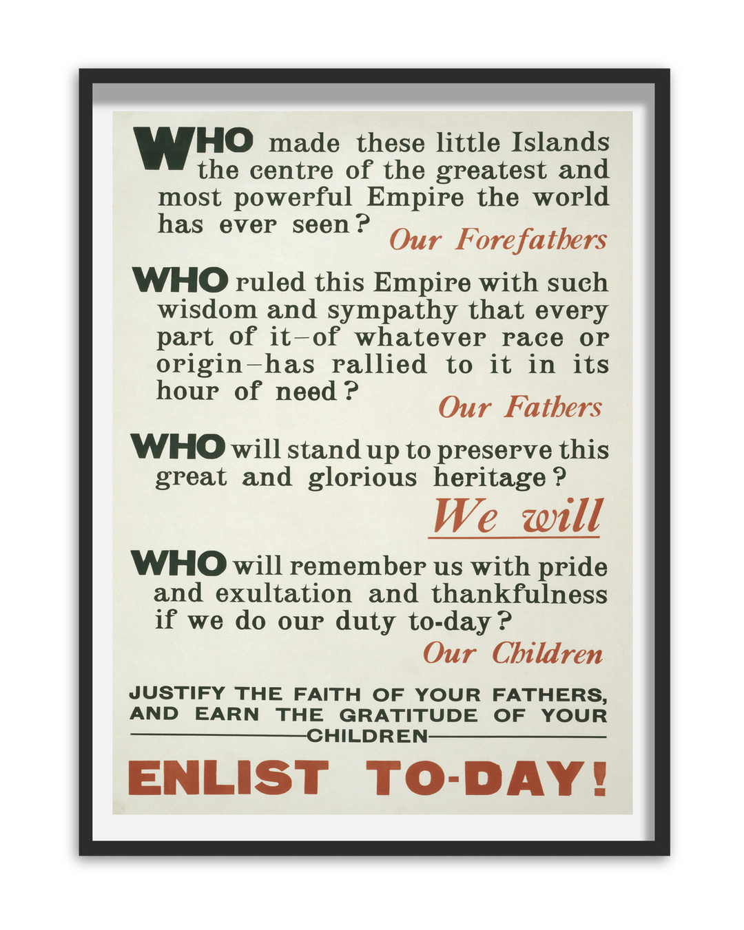 Who made these little islands the centre of the greatest and most powerful | British World War One Recruitment Poster Posters, Prints, & Visual Artwork Hampshire Prints
