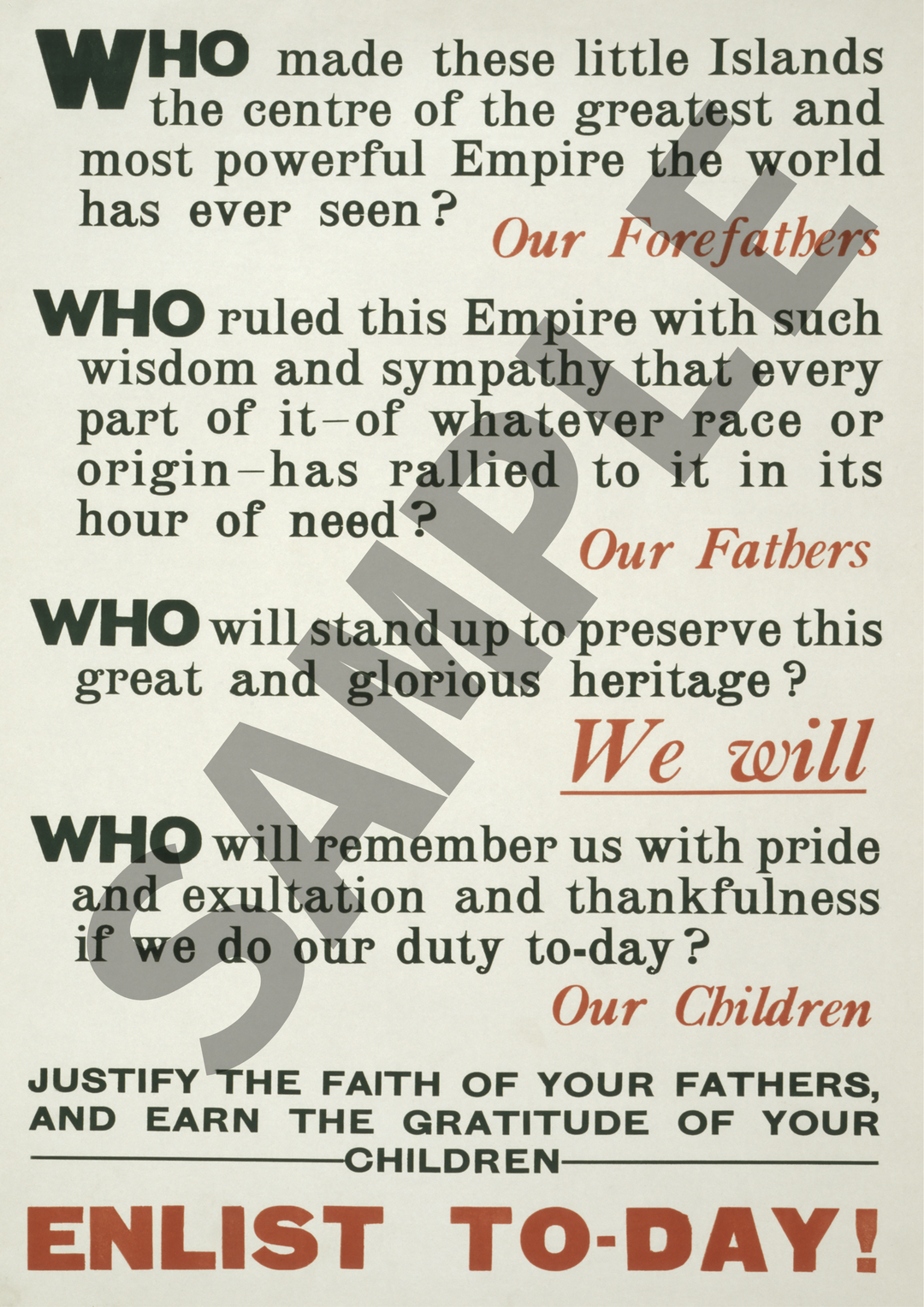 Who made these little islands the centre of the greatest and most powerful | British World War One Recruitment Poster Posters, Prints, & Visual Artwork Hampshire Prints A4