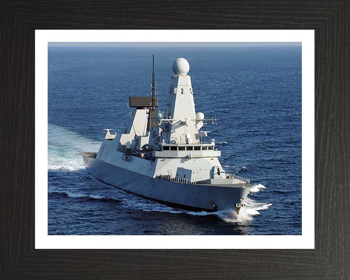 HMS Daring (D32) Photo Print - Starboard Bow View - Royal Navy Type 45 Destroyer Hampshire Prints 10 x 8 Black Frame Yes