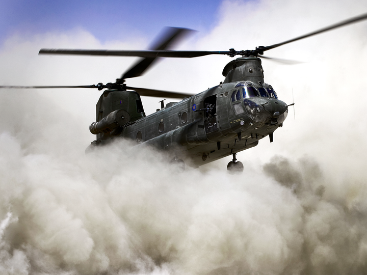 RAF Chinook Dust Cloud Landing Camp Bastion September 2011