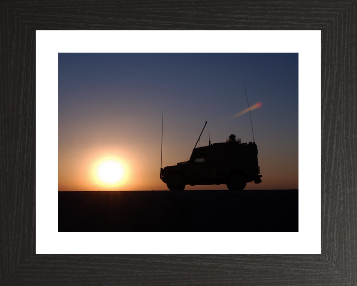 British Army Royal Signals Land Rover Sunset Iraq February 2006