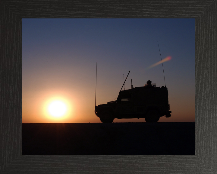 British Army Royal Signals Land Rover Sunset Iraq February 2006