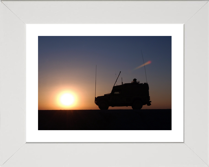 British Army Royal Signals Land Rover Sunset Iraq February 2006
