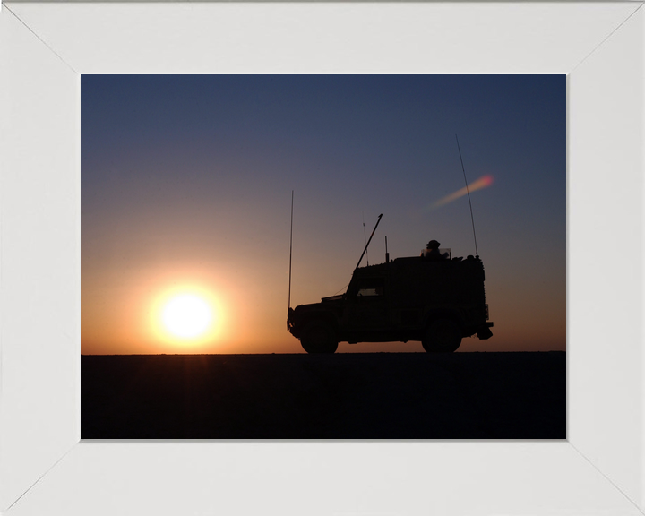 British Army Royal Signals Land Rover Sunset Iraq February 2006
