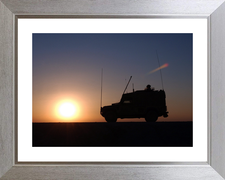 British Army Royal Signals Land Rover Sunset Iraq February 2006