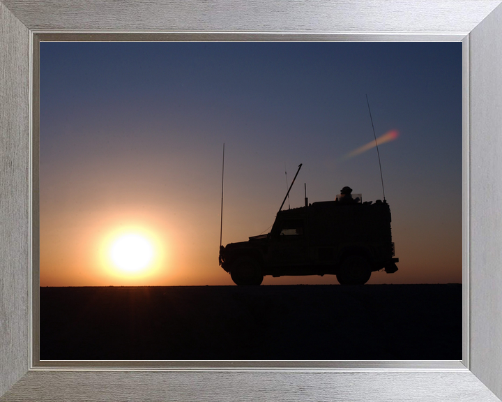 British Army Royal Signals Land Rover Sunset Iraq February 2006