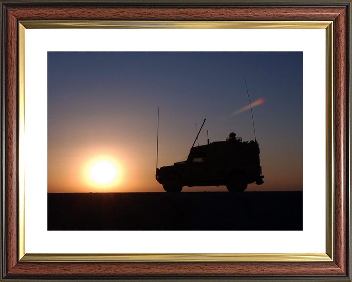 British Army Royal Signals Land Rover Sunset Iraq February 2006