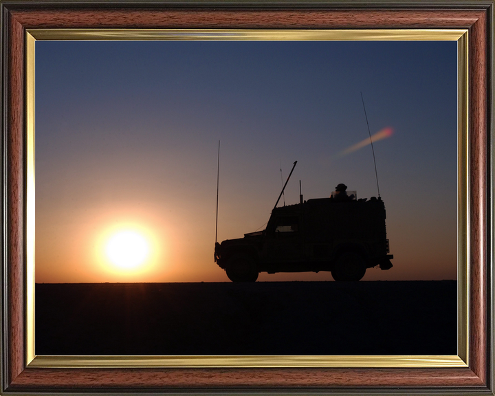 British Army Royal Signals Land Rover Sunset Iraq February 2006
