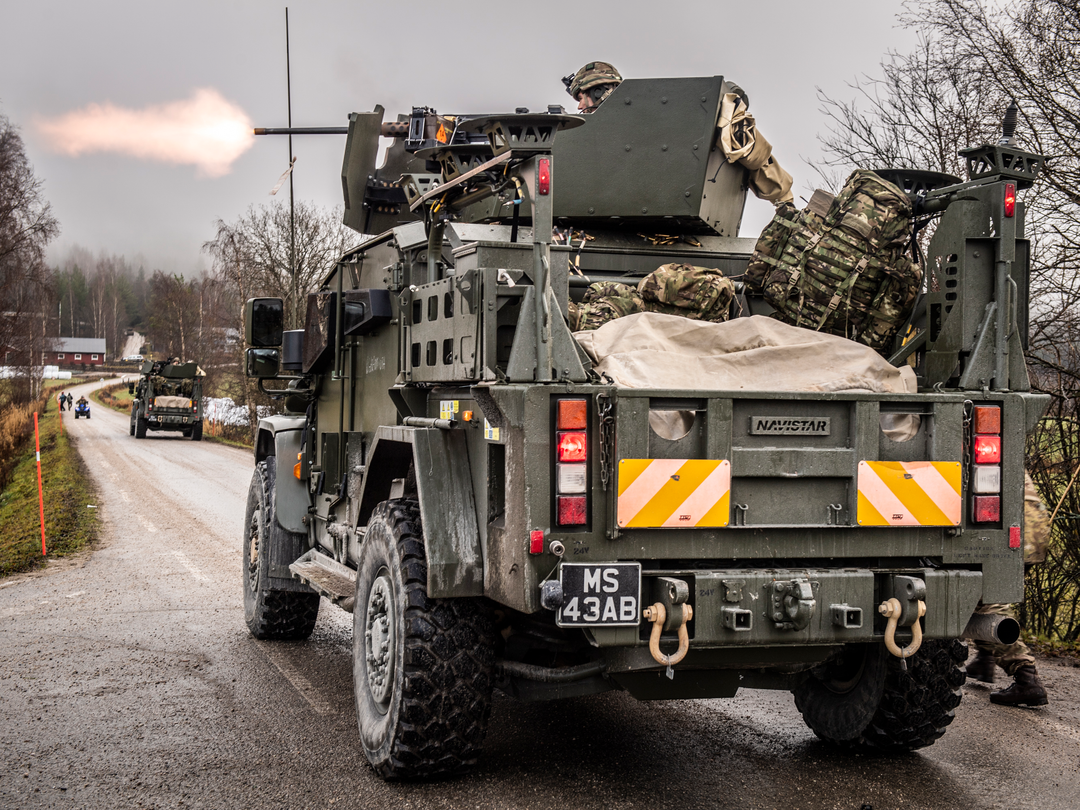 British Army Royal Irish Husky Firing 50 Cal Norway November 2018
