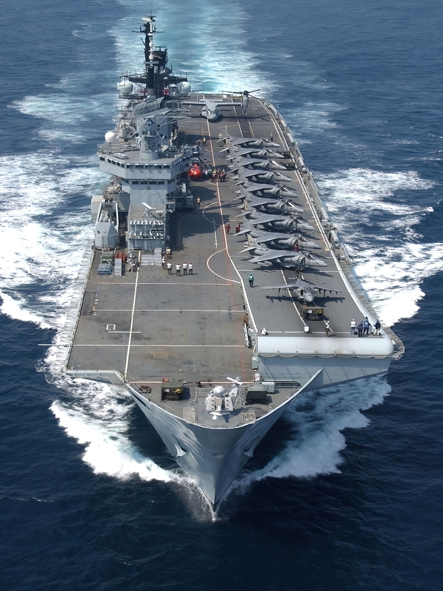 HMS Illustrious (R06) Royal Navy Invincible Class Aircraft Carrier Underway Bow View Photo Print Wall Art Decor - Posters, Prints, & Visual Artwork - by Hampshire Prints (image 1 of 9)