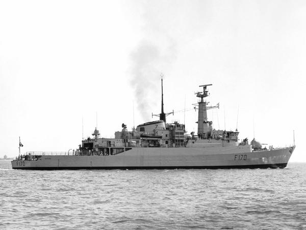 HMS Antelope F170 Type 21 Frigate June 1975 Starboard View