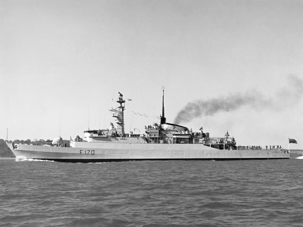 HMS Antelope F170 Type 21 Frigate June 1975 Port Side View