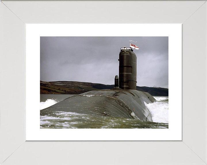 HMS Splendid (S106) Low Bow View 1995 Royal Navy Swiftsure Class Submarine Photo Print Wall Art Naval Decor UK Posters, Prints, & Visual Artwork Hampshire Prints 10 x 8 White Frame Yes