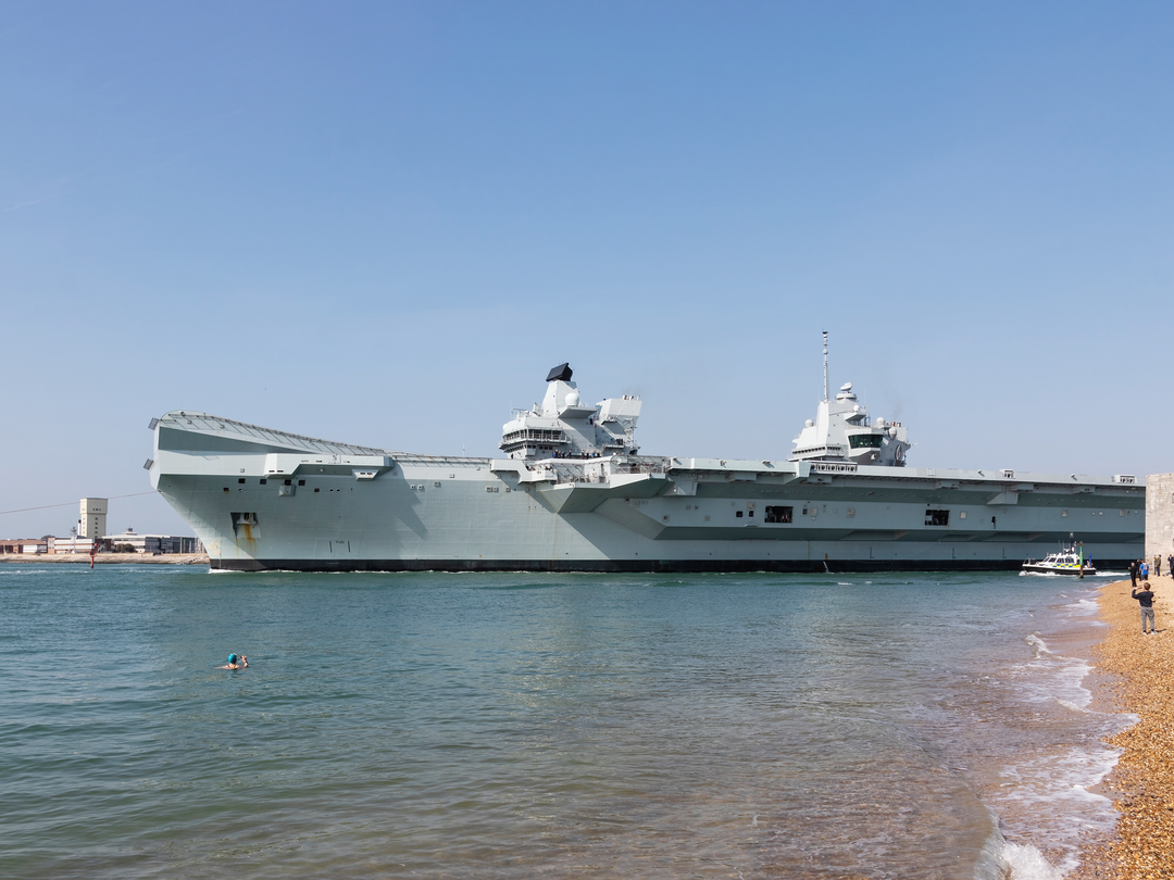 HMS Queen Elizabeth R08 Queen Elizabeth Class Aircraft Carrier 2018 Leaving Portsmouth Photo Print - Posters, Prints, & Visual Artwork - by Hampshire Prints (image 1 of 9)