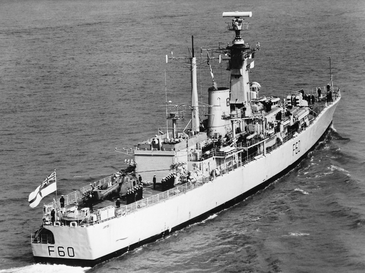 HMS Jupiter F60 Leander Class Frigate Starboard Quarter View Photo Print - Posters, Prints, & Visual Artwork - by Hampshire Prints (image 1 of 9)
