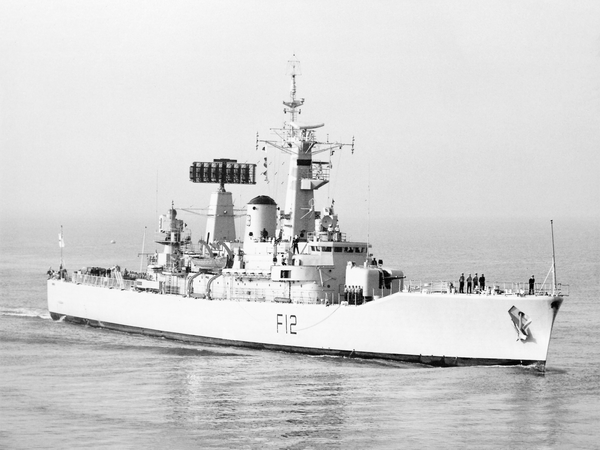 HMS Achilles F12 Leander Class Frigate Entering Harbour