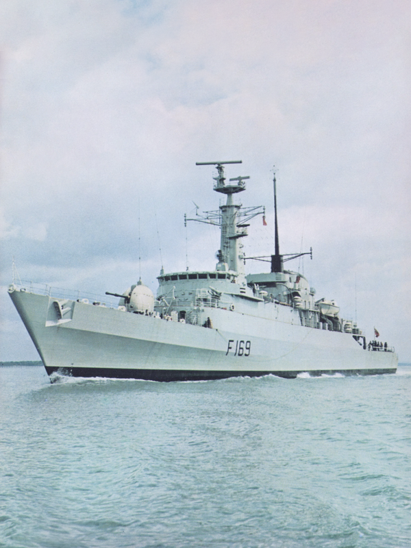 HMS Amazon F169 Type 21 Frigate Port Bow Portrait View
