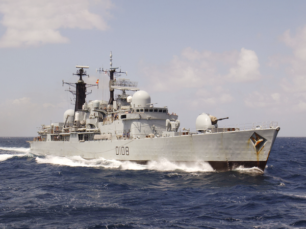 HMS Cardiff D108 Type 42 Destroyer 3 October 2004 Underway Starboard View