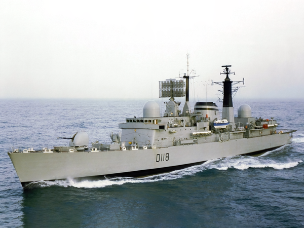 HMS Coventry D118 Type 42 Destroyer Early 1982 At Sea Northern Atlantic Ocean