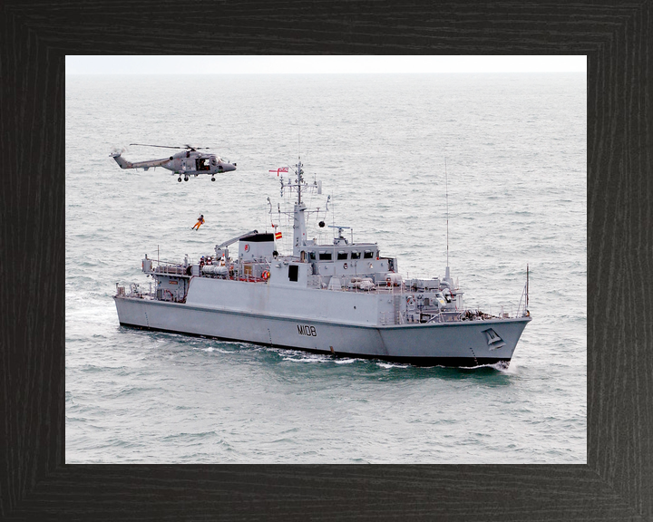 HMS Grimsby (M108) Royal Navy Sandown Class Minehunter With Helicopter Photo Print Wall Art Decor - Posters, Prints, & Visual Artwork - by Hampshire Prints (image 3 of 9)