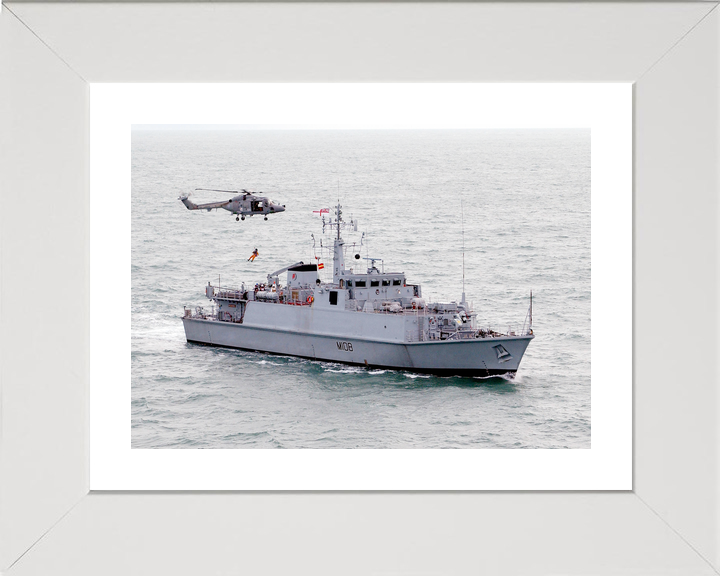 HMS Grimsby (M108) Royal Navy Sandown Class Minehunter With Helicopter Photo Print Wall Art Decor - Posters, Prints, & Visual Artwork - by Hampshire Prints (image 4 of 9)
