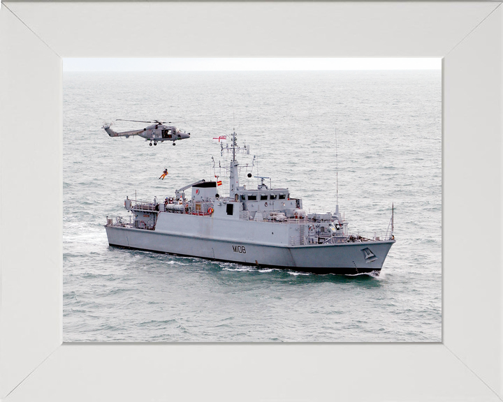 HMS Grimsby (M108) Royal Navy Sandown Class Minehunter With Helicopter Photo Print Wall Art Decor - Posters, Prints, & Visual Artwork - by Hampshire Prints (image 5 of 9)