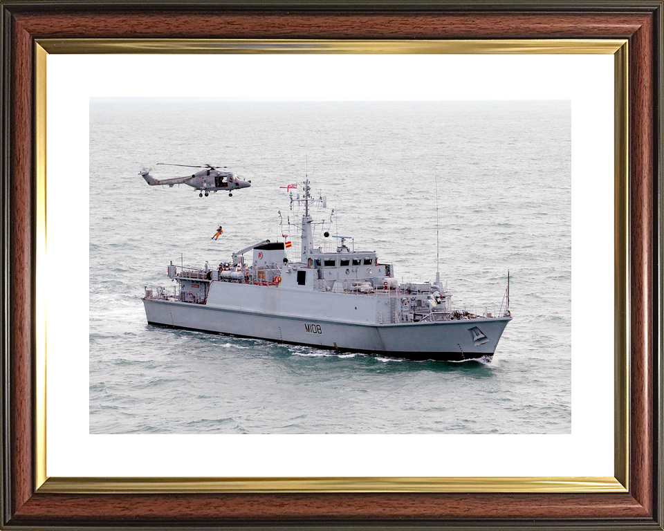 HMS Grimsby (M108) Royal Navy Sandown Class Minehunter With Helicopter Photo Print Wall Art Decor - Posters, Prints, & Visual Artwork - by Hampshire Prints (image 8 of 9)