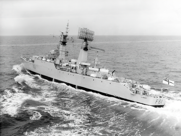 HMS Llandaff F61 Salisbury Class Frigate Underway Port Side View