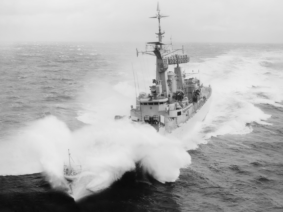 HMS Leander F109 Leander Class Frigate In Rough Sea Photo Print - Posters, Prints, & Visual Artwork - by Hampshire Prints (image 1 of 9)