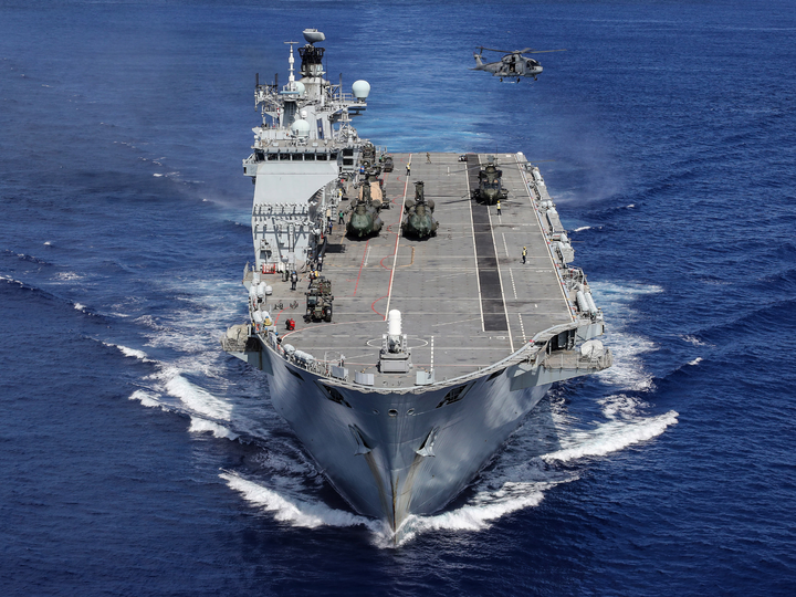 HMS Ocean L12 Landing Platform Helicopter September 2017 High Bow View Photo Print - Posters, Prints, & Visual Artwork - by Hampshire Prints (image 1 of 9)