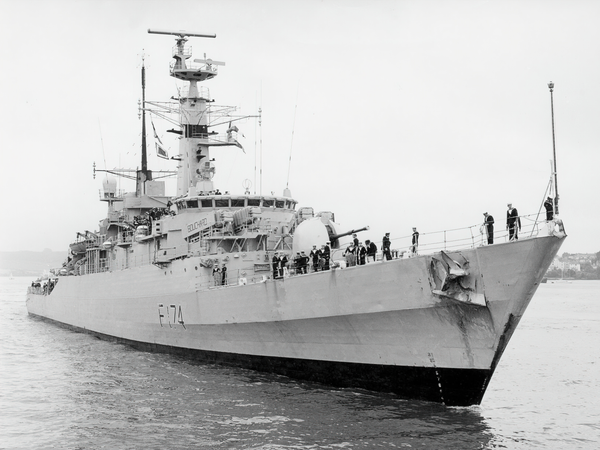 HMS Alacrity F174 Type 21 Frigate Starboard Bow View