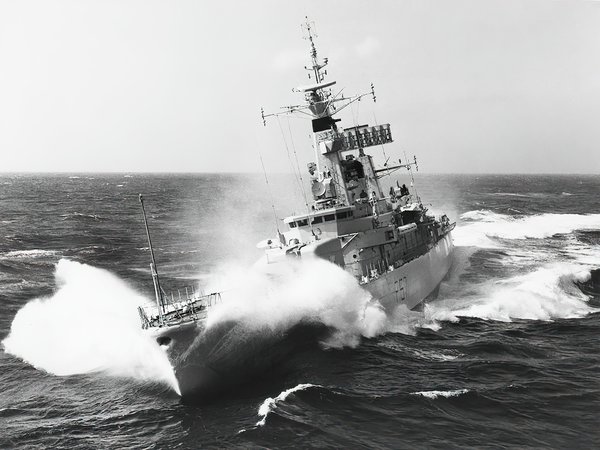 HMS Andromeda F57 Leander Class Frigate In Rough Seas