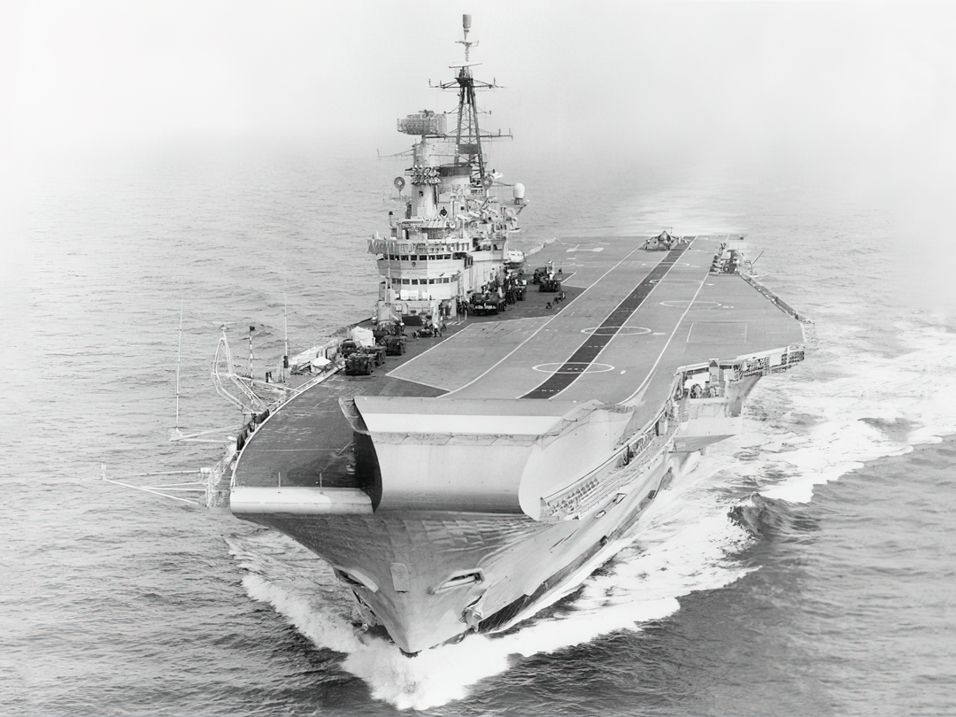HMS Hermes (R12) Royal Navy Centaur Class Aircraft Carrier High Port Bow View Photo Print Wall Art Decor - Posters, Prints, & Visual Artwork - by Hampshire Prints (image 1 of 9)