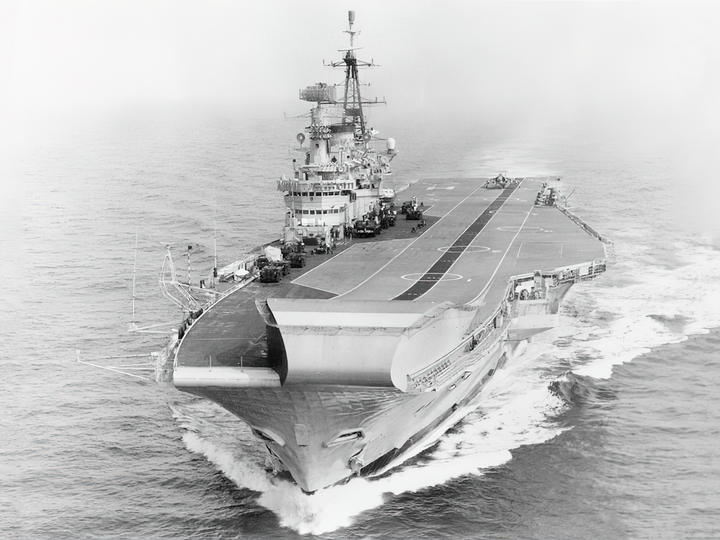 HMS Hermes (R12) Royal Navy Centaur Class Aircraft Carrier High Port Bow View Photo Print Wall Art Decor - Posters, Prints, & Visual Artwork - by Hampshire Prints (image 1 of 9)