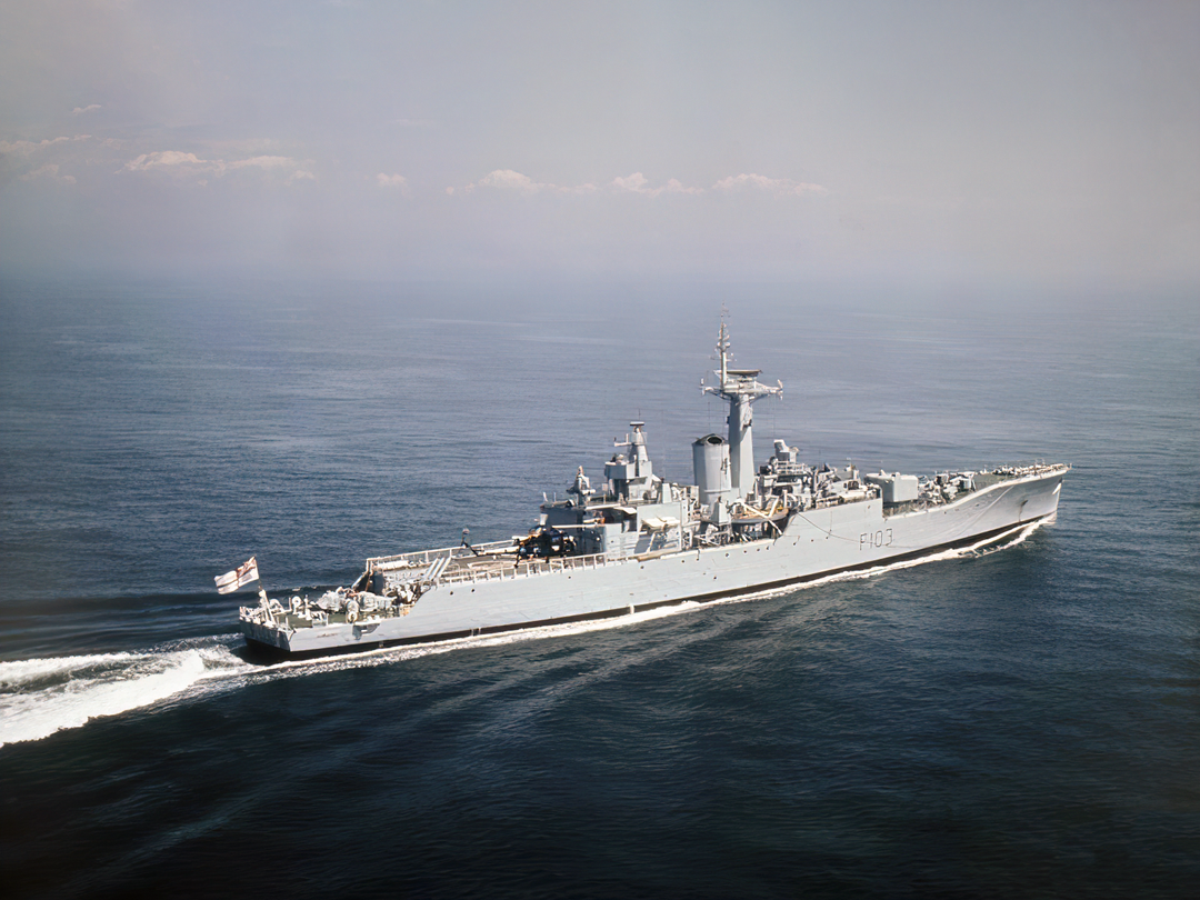 HMS Lowestoft F103 Rothesay Class Frigate 1970 At Sea Starboard View Photo Print - Posters, Prints, & Visual Artwork - by Hampshire Prints (image 1 of 9)