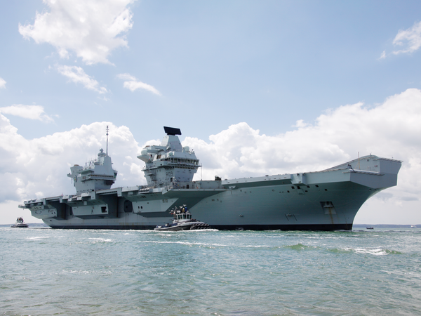 HMS Prince of Wales R09 Queen Elizabeth Class Aircraft Carrier Entering Harbour