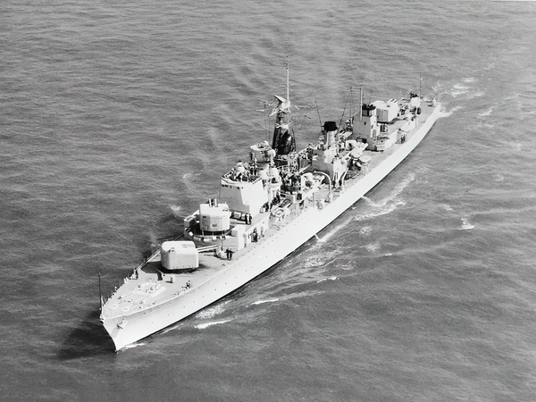 HMS Diamond D35 Daring Class Destroyer 1952 High Port Bow View