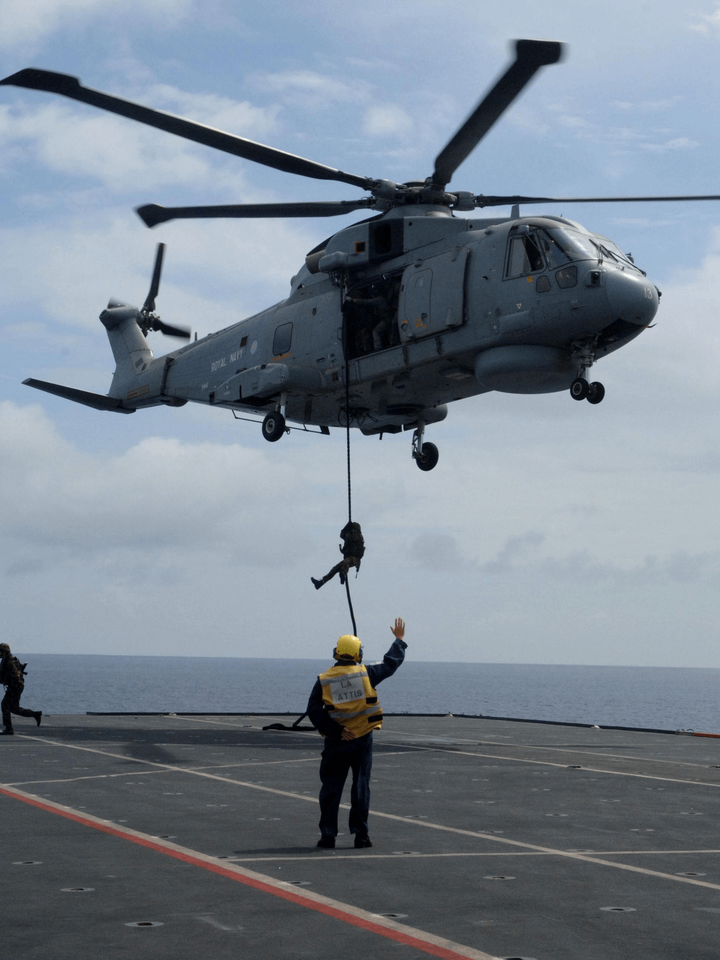 Royal Marine Commando Fast Roping to a Flight Deck Photo Print - 40 Commando Posters, Prints, & Visual Artwork Hampshire Prints