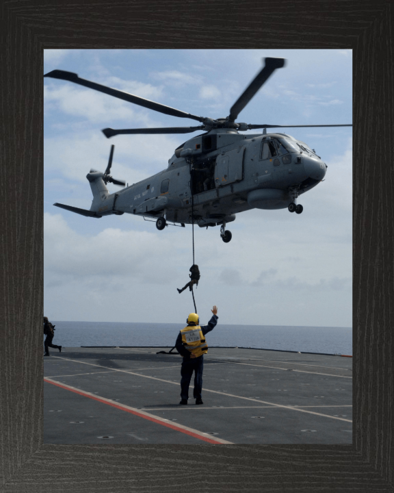 Royal Marine Commando Fast Roping to a Flight Deck Photo Print - 40 Commando Posters, Prints, & Visual Artwork Hampshire Prints