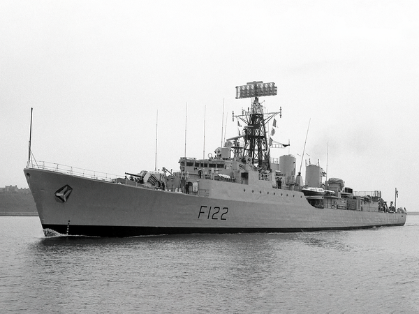 HMS Gurkha F122 Tribal Class Frigate Low Port Side View